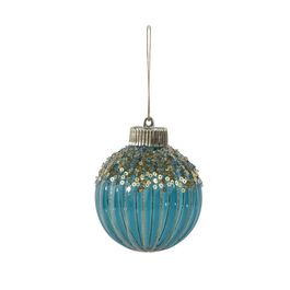 Enfeite Bola Com Glitter Azul