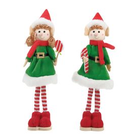 Elfo Decorativo Em Pé Verde / Vermelho