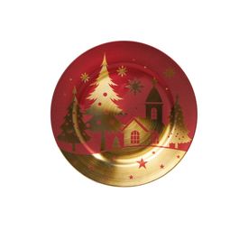 Sousplat Natalino Vermelho / Ouro