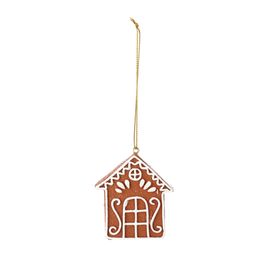 Enfeite Para Pendurar Casa Gingerbread Bege / Branco