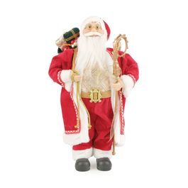 Papai Noel Decorativo Com Cajado Vermelho / Branco
