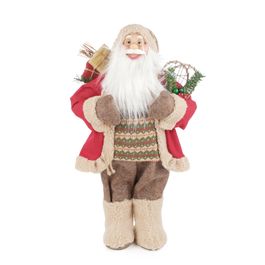 Papai Noel Decorativo Com Presentes Vermelho / Marrom
