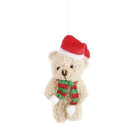 Mini Urso De Pelucia Com Roupa Bege e Vermelho