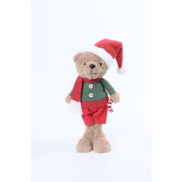 Urso Decorativo Com Casaco Marrom / Vermelho