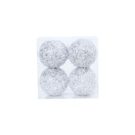 Enfeite Bola Com Glitter Prata