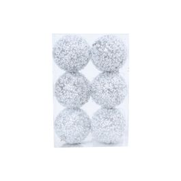 Enfeite Bola Com Glitter Prata