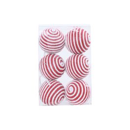 Enfeite Bola Listrada Vermelho / Branco