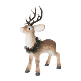 Rena Decorativa Com Guirlanda Marrom / Verde