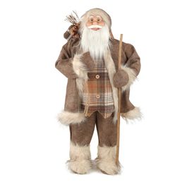 Papai Noel Decorativo Com Cajado Marrom