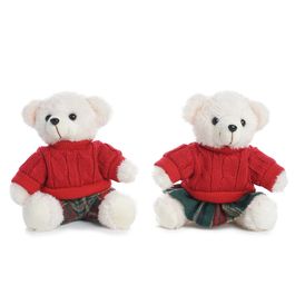 Urso Decorativo Pelúcia Branco / Vermelho