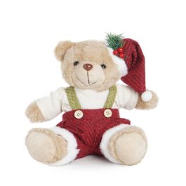 Urso Decorativo Pelúcia Marrom / Vermelho