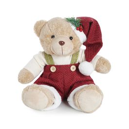 Urso Decorativo Pelúcia Marrom / Vermelho