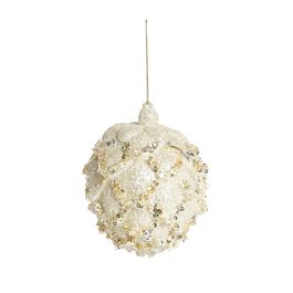 Enfeite Bola Com Glitter Champagne