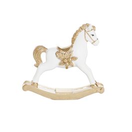 Cavalo Decorativo Balanço Branco / Ouro