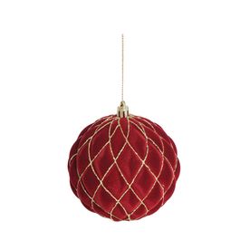 Enfeite Bola Listrada Vermelho