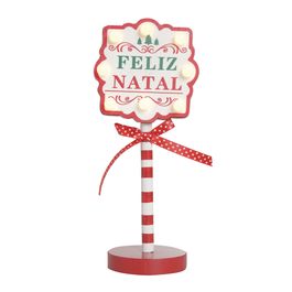 Placa Decorativa Madeira Vermelho / Branco