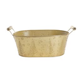 Cachepot Retangular Com Alca Ouro