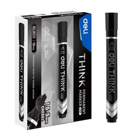 Marcador Permanente - Ponta Cinzel 1,5-5,0mm - Preto - 12 pcs