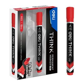 Marcador Permanente - Ponta Cinzel 1,5-5,0mm - Vermelho - 12 pcs