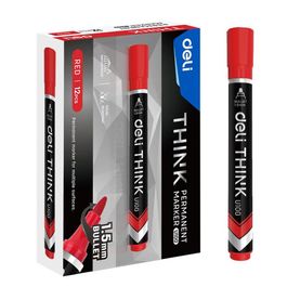 Marcador Permanente - Ponta Bullet 1,5mm - Vermelho - 12 pcs