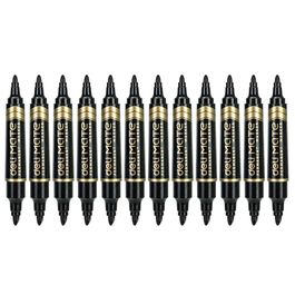 Marcador Permanente  Duas Pontas - Bullet  1,5mm e Cinzel 1,0-6,0mm - Preto 12 pcs