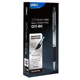 Caneta Esferográfica Retrátil XTREAM PRO - Ponta Bullet 0,7mm - Preto -12 pcs