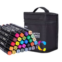 Marcador Artístico Profissional Dual - 30 pcs -  Bullet 1.0mm e Cinzel 6mm