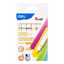 Marca Texto 6 Cores com Adesivos  -  Ponta Cinzel 1,0-5,0mm - 6 pcs