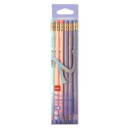 Lápis Grafite HB Sextavado MACARRON com borracha - 12 pcs