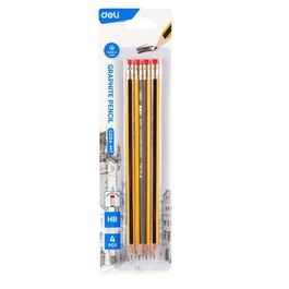 Lápis Grafite HB Sextavado com Borracha -  Blister 4 pcs
