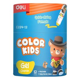 Giz de Cera Gel Retrátil - 12 cores  - Tubo