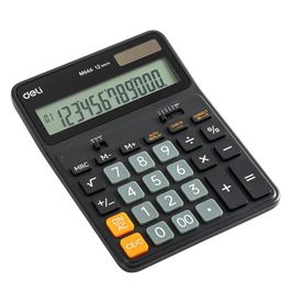 Calculadora 12 Dígitos -  Bateria e Solar   Preta - 17 x 12 x 2,65 cm