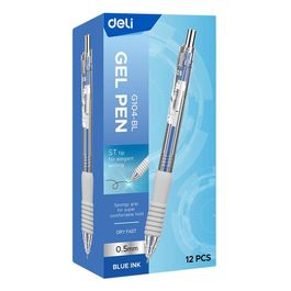 Caneta Gel Retrátil com Grip -  Ponta ST  0,5mm - Azul - 12 pcs