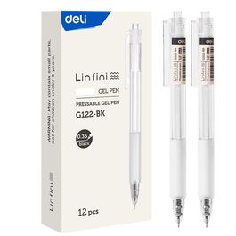 Caneta Gel Retrátil com Grip Linifni - Ponta Agúlha 0,35mm - 12 pcs