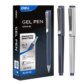 Caneta Gel Clipe de Metal Silver e Dark Blue - Ponta Bullet 0,7mm  -  Azul - 12 pcs