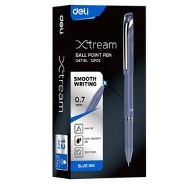 Caneta Esferográfica Clipe de Metal Xtream - Ponta Mini 0,7mm - Azul -  12 pcs