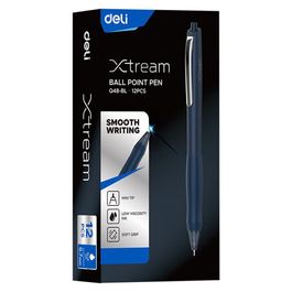 Caneta Esferográfica  Retrátil com Grip e Clipe de Metal Xtream -  Ponta Mini 0,7mm-  Azul - 12 pcs