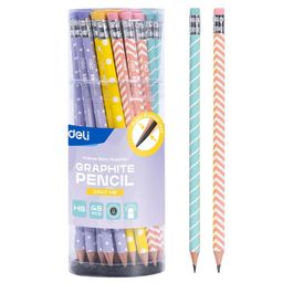 Lápis Grafite HB Redondo LISTRAS E BOLINHAS com Borr - Sortido -  48 pcs