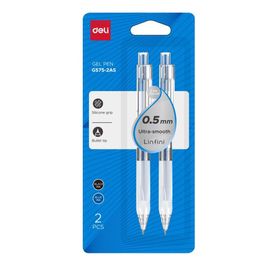 Caneta Gel Retrátil Transparente -  Ponta Bullet 0.5mm - Blister  2 pcs