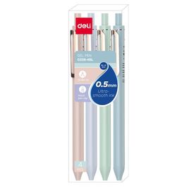Caneta Gel Retrátil Clip Metálico -  Ponta Bullet  0,5mm - Azul - 4 pcs