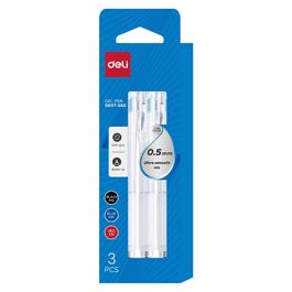 Kit 3 Canetas Gel Retráteis  - Bullet 0,5mm  -  Azul/Preta/ Vermelha - Blister 3 pcs