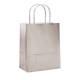 Sacola De Papel Liso Metalizado Prata Fosco