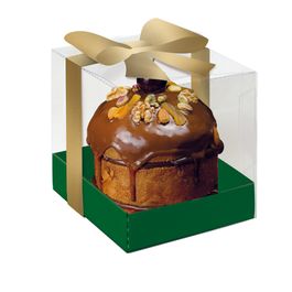 Caixa P/Panetone Com Acetato Esplendor Verde / Ouro