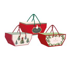 Cesta De Cartão Com Alça Sortido Natal Colorido