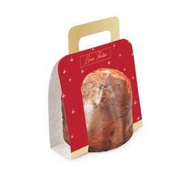 Caixa Para Panetone Cinta La Vitta Desejos Vermelho e Ouro