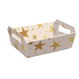 Cesta De Cartão Elite Brilhar Marfim e Ouro