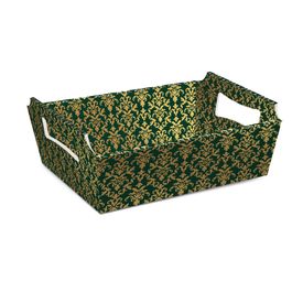 Cesta De Cartão Elite Arabesque Verde e Ouro