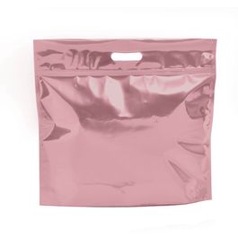 Sacola Laminada Metalizada Com Zíper Liso Rosa Velho