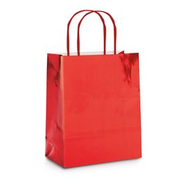 Sacola De Papel Liso Metalizado Vermelho