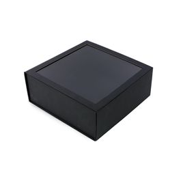 Caixa Rígida Dobrável Quadrada Com Ima E Visor Liso Preto